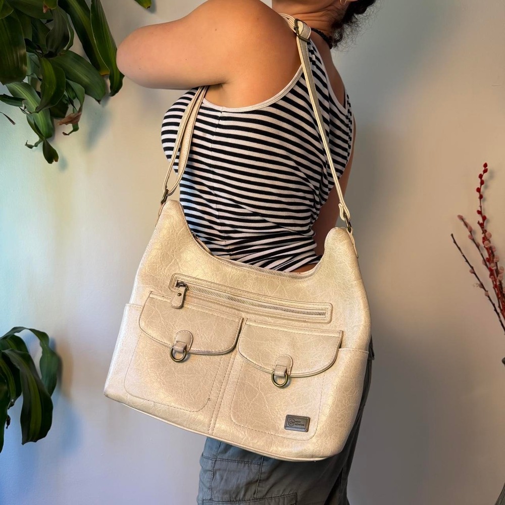 White Mountain Granola Beige Crossbody Messenger Vegan Leather Bag
